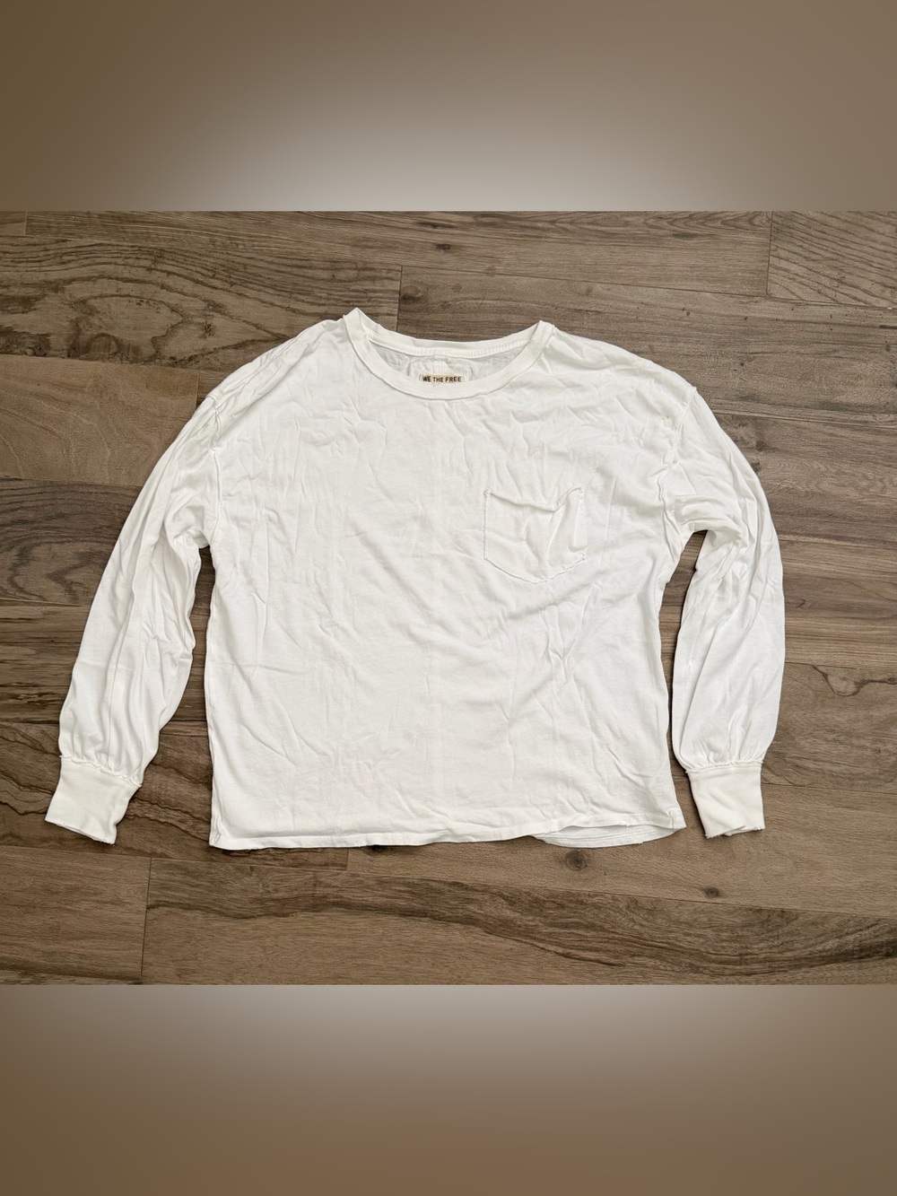 We The Free Women’s White Long-Sleeve Pocket Shirt Oversized Small